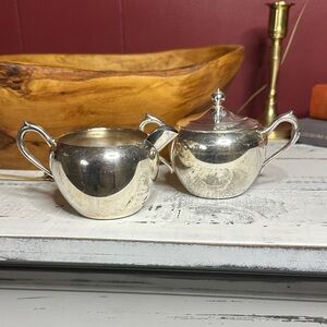 Vintage Silver over Copper Cream and Sugar Set